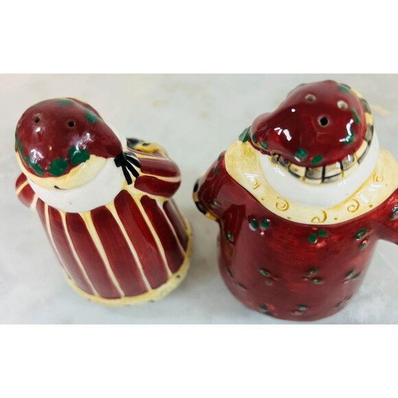 Santa Claus Cat Salt & Pepper Shakers Sakura Ceramic Red & White Christmas Decor - Picture 4 of 5